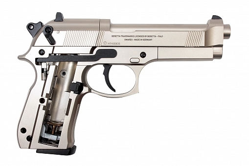 Пистолет пневматический Beretta M92 FS (никель с дерев. накладками)