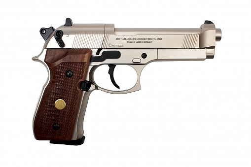Пистолет пневматический Beretta M92 FS (никель с дерев. накладками)