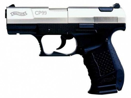 Пистолет пневматический Walther СР 99 (никель с чёрной рукояткой)