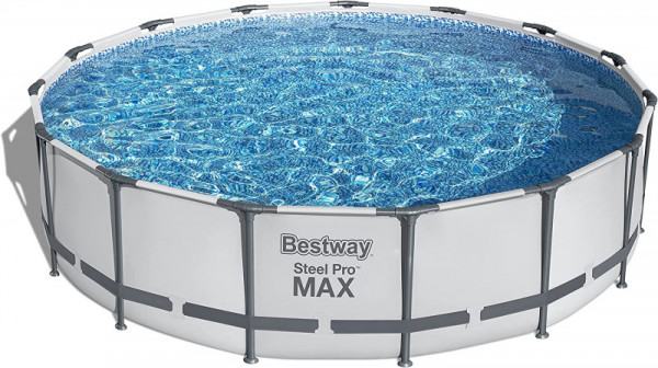 Каркасный бассейн Bestway Steel Pro Max 396х122см, 12690л, фил.-насос 3028л/ч, лестница, тент 5618W BW)