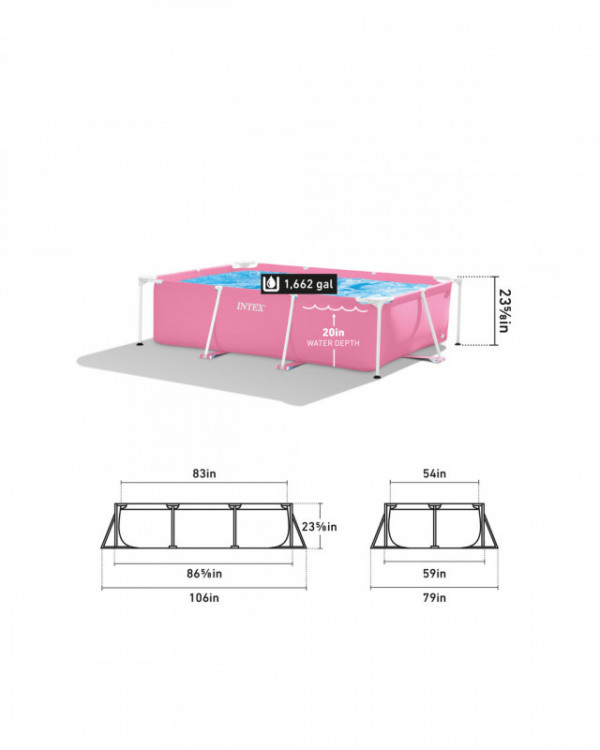 Каркасный бассейн Intex Pink Metal Frame 220х150х60см, 1662л