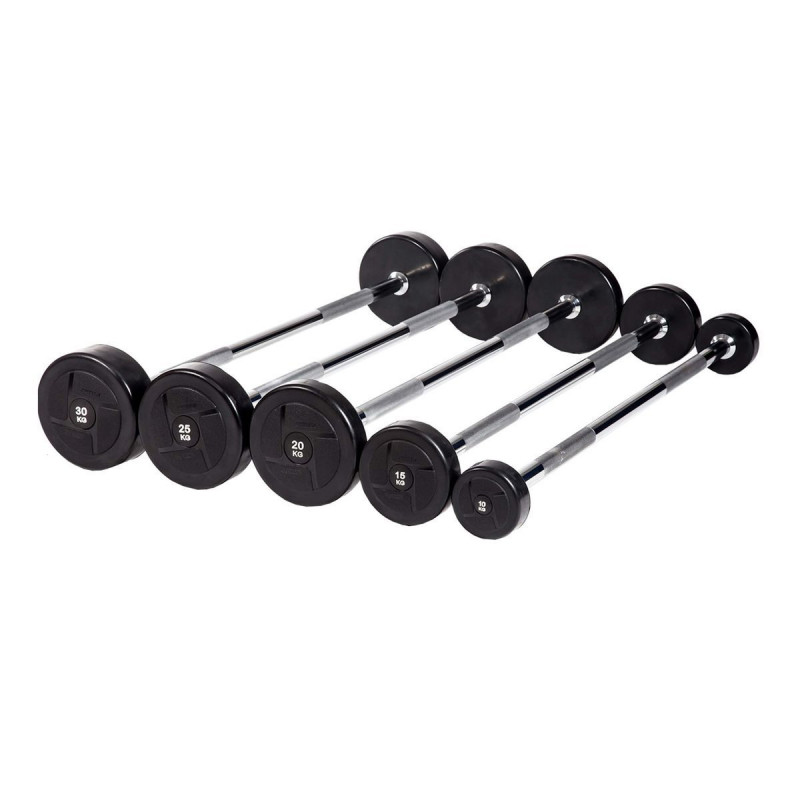 Набор прямых обрезиненных штанг (шаг 5 кг, 5 шт) 10-30 кг PROFI-FIT