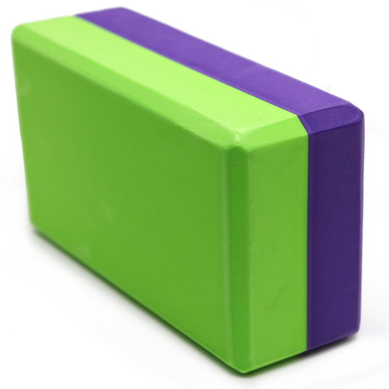 Йога блок полумягкий 2-х цветный (фиолетово/зеленый) 223х150х76мм, из вспененного ЭВА (B26353)
