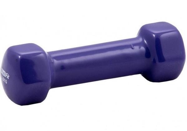 Гантель в виниловой оболочке, шестигранник PROFI-FIT 0,5 кг, фиолетовая