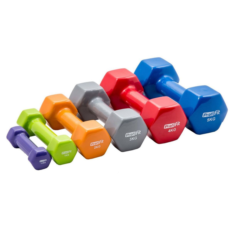 Гантель в виниловой оболочке, шестигранник 1 кг, зеленая PROFI-FIT