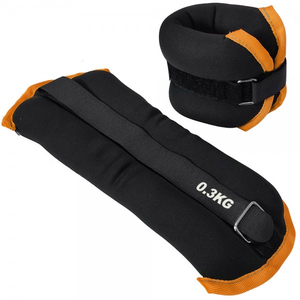 Утяжелители "ALT Sport" (нейлон) в сумке (черный с оранжевой окантовкой) (HKAW101-C)