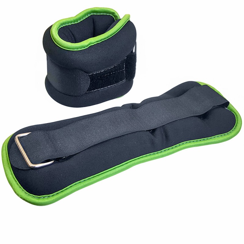 Утяжелители "ALT Sport" (нейлон) в сумке (черный с зеленой окантовкой) (HKAW104-1)