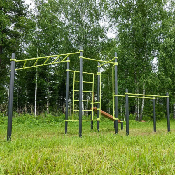 Воркаут площадка (рукоход, швед. стенка, 2 переклад., переклад. верт., накл. скамья, брусья) ZAVODSPORTA W237