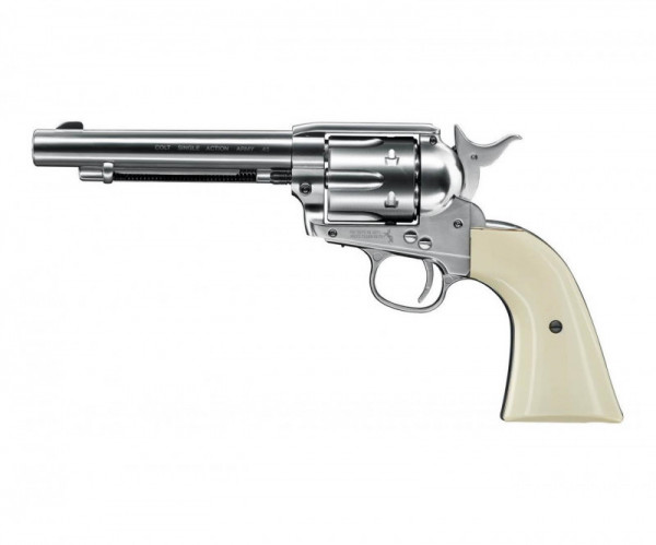 Пневматический револьвер Umarex Colt SAA .45-5,5 nickel finish пулевой 4,5 мм