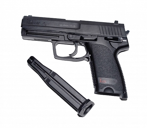 Пистолет пневматический Heckler & Koch USP (черный, с черной рукояткой)