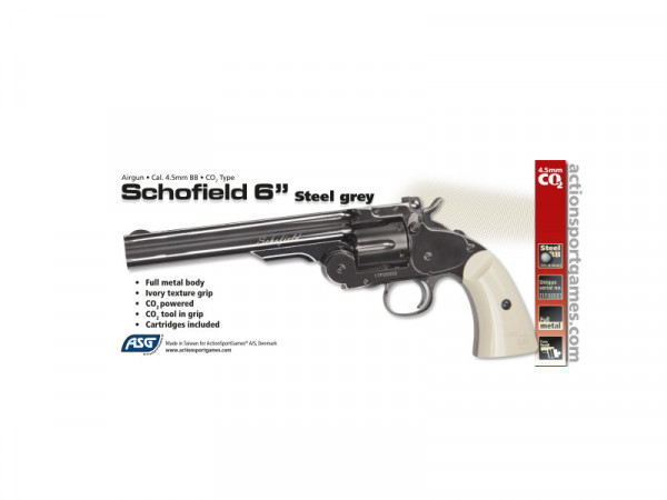 Пневматический револьвер ASG Schofield-6 steel grey 4,5 мм